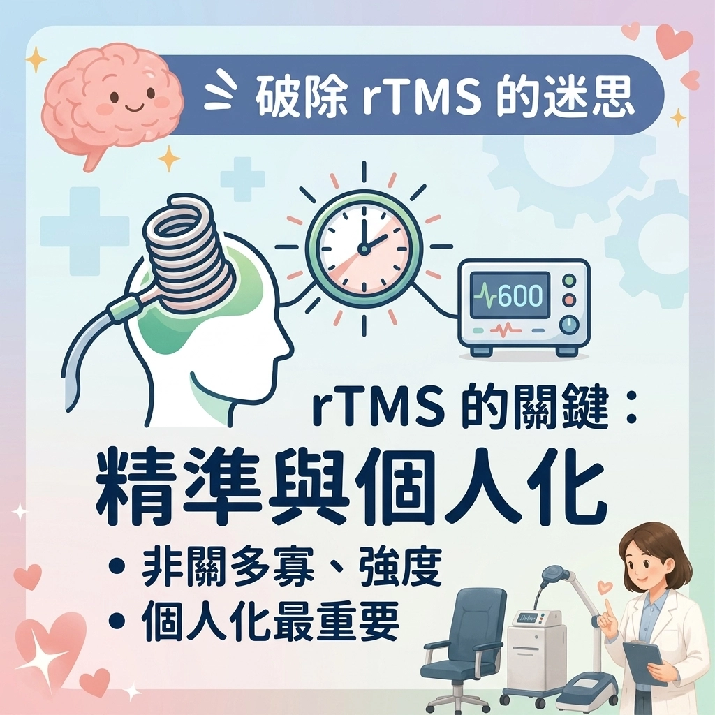 破除 rTMS 的迷思：時間越久、發數越多、強度越強，效果越好嗎？